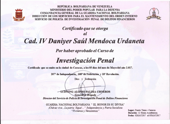 Certificado Policia de Investicacion Penal